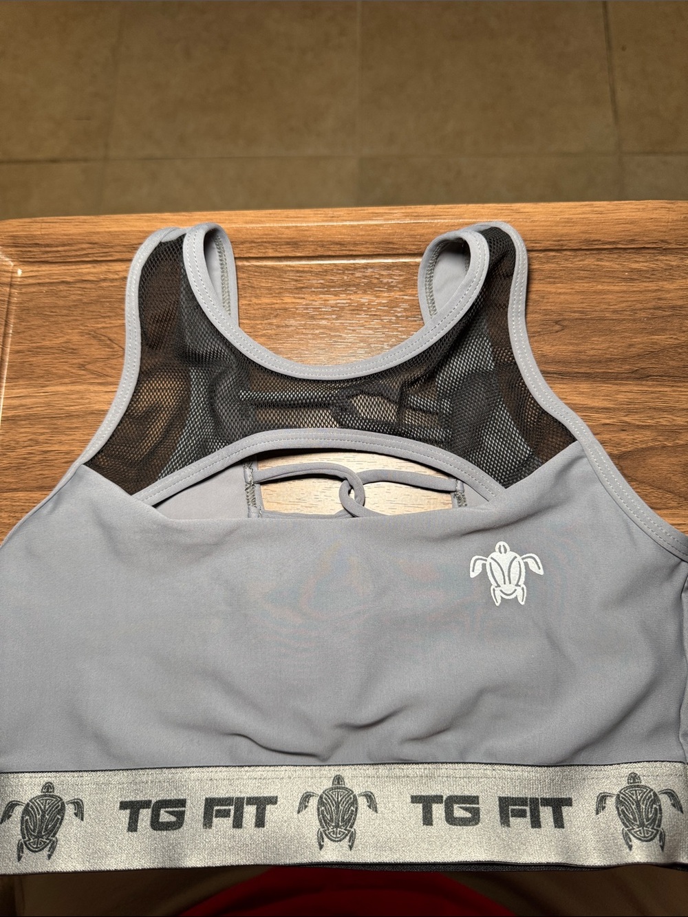 Women's Gray Mesh-Back Sports Bra with Logo Band One Size